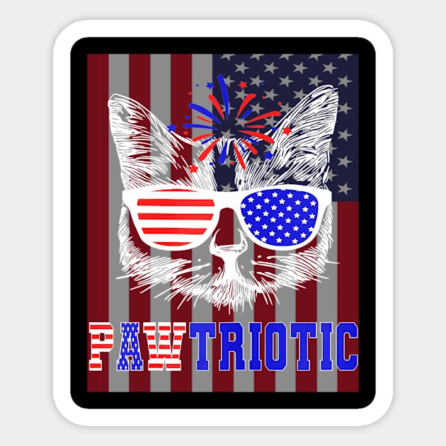 American Patriotic Cat Pawtriotic 4th July American Flag Sticker by Jannysingle